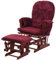 Relaxsessel HWC-C76, Schaukelstuhl Schwingstuhl mit Hocker Stoff Chenille (465g/m²) Öko-Tex - Bordeaux, Gestell dunkel