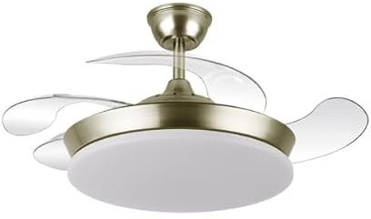 ABRILA-Ventilador DC Tridente Mini 59W Cuero| 4 Aspas Desplegables | Control Remoto | Temporizador