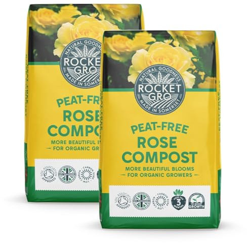 RocketGro Rose Compost Peat-Free – 2 x 40L Save 25% – 100% Organic, Chemical-Free, Nutrient-Rich Blend for Roses, Shrubs, Annuals & Perennials, Bio-active, Rich Compost