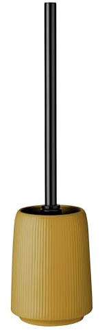 KADAX solide WC-Bürste mit Halter, freistehende Bürste aus Keramik, Toilettenbürste mit stabilem Metallgriff, Klobürste mit steifen Borsten (Gelb)
