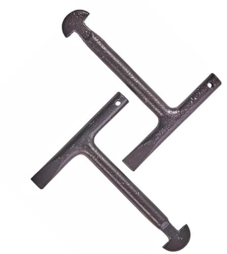 Sizi 2 Piece Heavy Duty T-Handle Manhole Cover Lifting Key Set Durable Drain Lid Tools with D-Shaped End Profiles for Light Duty Covers