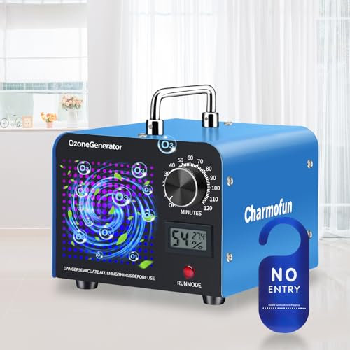 Charmofun Generatore di Ozono Professionale 60000mg/h, Ozonizzatore Industriale per 300㎡, Macchina Ozono Alta Capacità O3, Generatore Ozono per Odori di Casa Auto Fumo Animali (Blu)