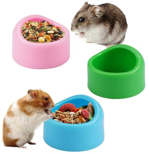 3 Stück Hamster Futterschalen, Hamster Kunststoff Futterschalen, Dreifarbige Hamster Napf, Schälchen Kleintiere, Anti-Biss Hamster Futternapf Schälchen, für Meerschweinchen, Hamster, Chinchilla