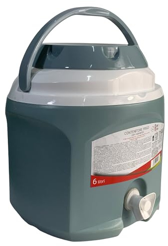 Sicignano | Bottiglia Frigo con Rubinetto, Colori Assortiti, Polipropilene, Adatta Contatto Alimentare, Chiusura a Vite, Max 70°C -8°C - Campeggio Spiaggia Viaggio (6 Litri)