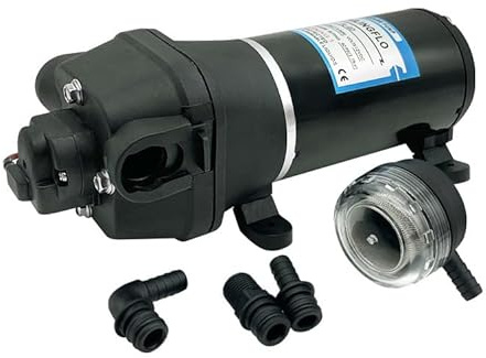 ipalmay 12V RV Water Pump, Self-Priming Micro RV Booster Pump, 4.5GPM, 40PSI, 2.76Bar, High-Flow Fresh Water Pump for Marine, Boat, Canvans