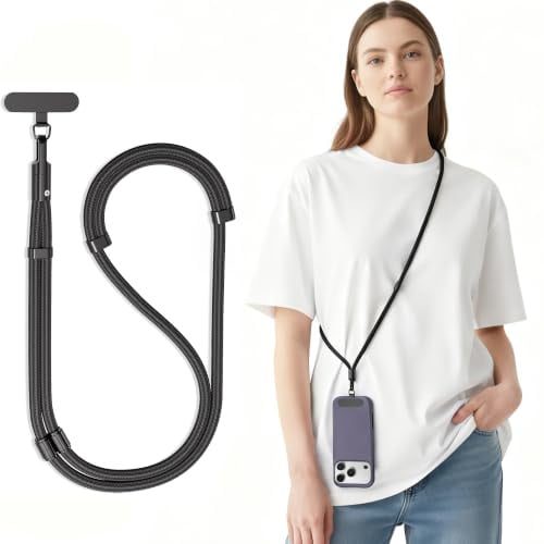 3-in-1 Phone Lanyard Crossbody, Neck & Wrist, Adjustable Strap with Tether | 3 Ways to Wear, Dual Attach Options, Polyester Strap, Alloy Clasp, Adjustable Length, Fits Phones, Cameras, Keys & ID Badges