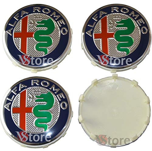 4 Radkappen 60 mm kompatibel mit ALFA Romeo Giulietta Giulia 147 159 146 156 Brera Emblem Green