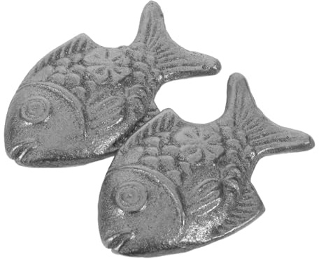 Cabilock 2pcs Cast Iron Fish Cooking Tool for Iron Deficiency Vegan Supplement for Athletes Pregnant Women Reusable to Meals with Lemon Juice and Vinegar