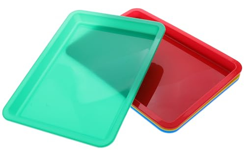 Toyvian 4pcs Plastic Activity Trays Set, Colored Bead Sorting and Craft Organizer Trays for Art Projects, Sensory Play and School Use, Stackable A4 Size Storage Plates