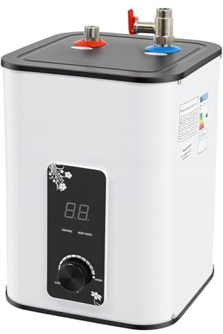 EGBNSY Termo Electrico 8 Litros, 1500W Calentador de Agua Portatil, Calentador de Agua Electrico, Temperatura Regulable Hasta 65°C, IPX4, Termo Eléctrico para Cocina, Baño o Autocaravana (8, Litros)