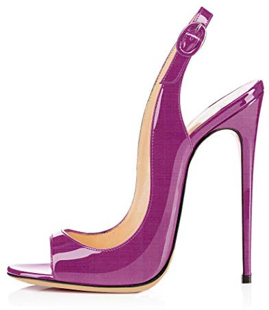 EDEFS Peep-Toe Ankle Strap Sandales,Femmes Chaussures,Stiletto Sandales,Violet,Femme - T.36