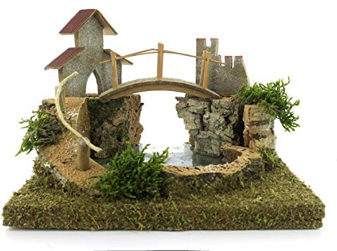 Bertoni Bergsee aus Holz mit Brücke und Baum, Holz, Mehrfarbig, Einheitsgröße