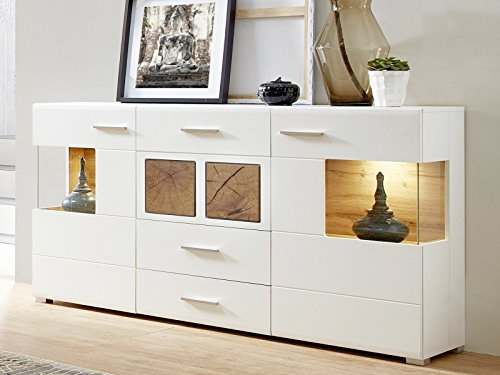 möbelando Sideboard Anrichte Beistellschrank Highboard Vitrinenschrank Schrank Kathlin I