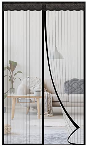 NGreen Reinforced Magnetic Screen Door - Heavy Duty Mesh Curtain and Full Frame Hook and Loop, Keeps Mosquitoes Out, Toddler and Dog Friendly, No Tools Required