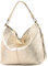 modamoda de T160 Damen Leder Schultertasche Henkeltasche Large handmade in Italy, Farbe:Light Gold