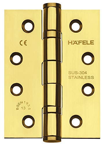 Gedotec Startec DHB 3222 Door Hinge Stainless Steel Brass PVD Screw-On Tape for Indoor Doors & Gates | Hinge for Unfolded Internal Doors | Load Capacity 120 kg | 1 Piece - Heavy Duty Hinge w/Screws