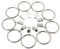 Fippy 20 Stück Gardinenringe mit Clips 38mm Metall Vorhangring Hängende Ringe für Vorhänge und Stäbe, (Schwarz, Silber) (Silber)