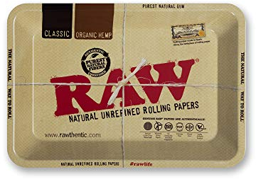 RAW Klassisches Rolltablett | Größe – Mini | hochwertiges Metall und geschwungene Ecken – Keine Falten