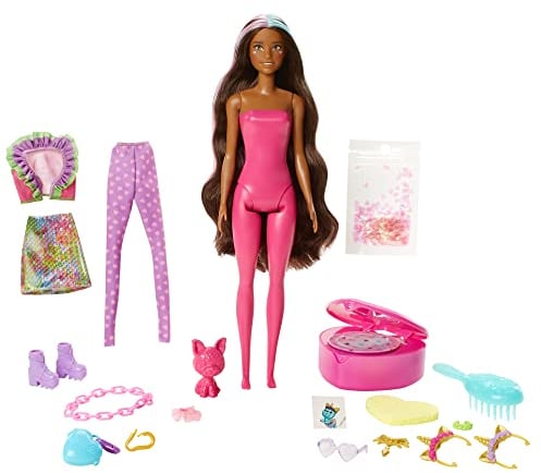 Barbie GXV95 - Color Reveal Fantasy Fashion Einhorn Puppe & Haustier, mit Aufkleber und 25 Überraschungen, Spielzeug für Kinder ab 3 Jahren