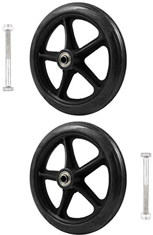 Lot de 2 roues de 7 pouces, pneus en caoutchouc anti-crevaison, déroulement facile, résistantes à l'usure et antidérapantes, roues de rechange pour fauteuils manuels et