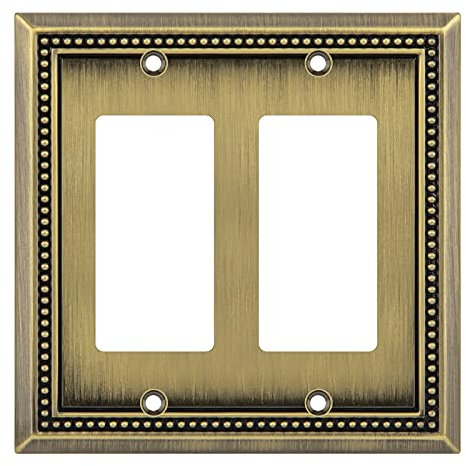 Henne Bery Sunken Pearls - Placa de pared decorativa para interruptor (decoración doble, latón antiguo)