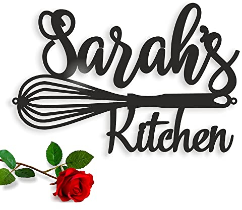 Meine Küche, Lieblingspatz-Dekoschild-Türschild, Wandschild aus Metall mit Name Namensschild Küchenschild Geschenk für Frau Mama Oma Mutter Familie Personalisiert Zeichen Wanddeko Einweihungsgeschenk
