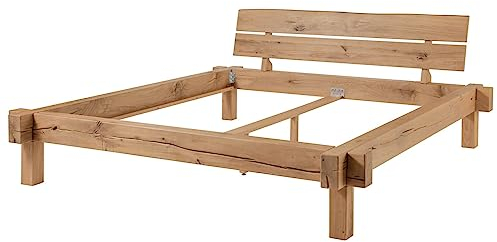 MASSIVMOEBEL24.DE | Balkenbett Wildeiche 200x200 Bianco ge�ltJANGALI #113