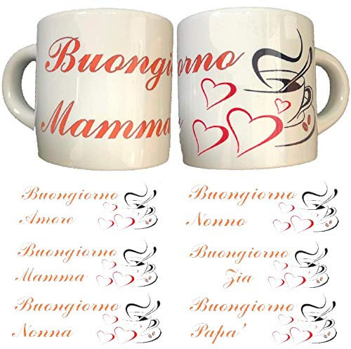 1 Tazzina da Caffè Buongiorno Mamma Papa' Nonno Nonna Zio Zia | Personalizzabile Con Scritta che Volete PS 10523-0032