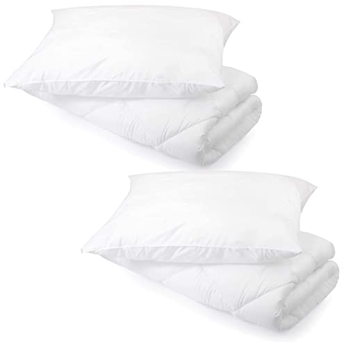 Bettdecke Set 4 Jahreszeiten | Bettwaren Set Steppbettdecke und Kopfkissen | Allergiker bettwäsche mit Oeko-TEX Zertifiziert | 2er Set Schlafdecke 135 x 200 + Kopfkissen 80 x 80 cm