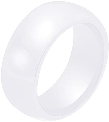 Joielavie 6MM Weißer Keramik Ring für Männer und Frauen Glatte Keramik Paare Valentinstag Verlobung Hochzeitsring Schmuck Größe 62（19,7）