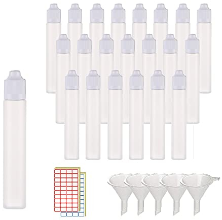 XIAONAN 20 Pcs 60ml LDPE Plastics Dropper Bottle Refillable Empty Plastic Squeezable Eye Liquid Bottle (Bottles + Caps + Tips+4 Funnel +label)