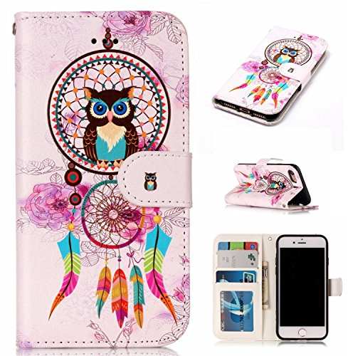 nancencen Gemalte Serie Handyhülle für iPhone 5 / 5S / SE 2016 Hülle mit Ständer, Premium PU Leder Brieftasche Schutzhülle [Anti-Kratzer] Flip Case Cover Stoßfeste Klapphülle, Windspiel