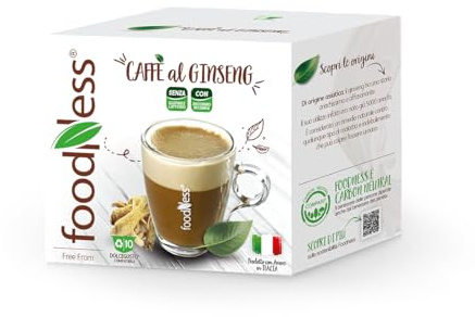 Foodness - 6 Box da 10 Capsule di Ginseng con Zucchero di Canna, Capsule Compatibili con Sistema Dolce Gusto e Nespresso, Preparato Solubile per Bevanda al Caffe e Ginseng, Senza Glutine, Lattosio