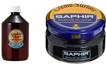 SAPHIR Cirage Crème Universelle & Cirage Surfine pour Chaussures, Noir, 50 ml, 1 Unité