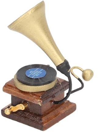 Agatige Puppenhaus-Grammophon, 1:12 Miniatur-Retro mit Schallplatten-Puppenhaus-Zubehör für Puppenhaus-Dekoration