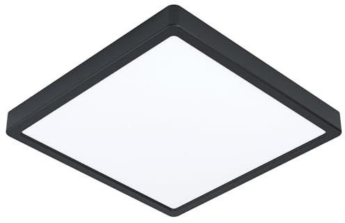 EGLO Smart Home LED Deckenlampe Argolis-Z, Deckenleuchte außen | Aufbauleuchte dimmbar, Alu in Schwarz, Kunststoff in weiß, warmweiß-kaltweiß, IP44, 28,5 x 28,5 cm