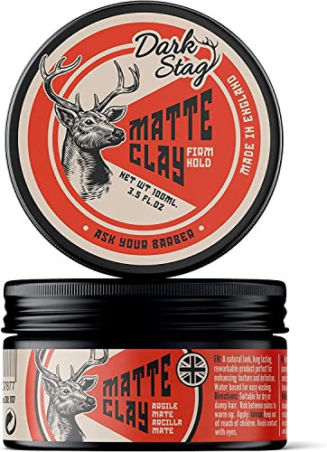 Dark Stag Matte Clay, professionelles Haarstyling-Produkt für Männer, auf Wasserbasis für einfaches Auswaschen, fester Halt, mattes Finish, 100 ml
