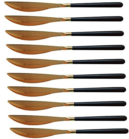 Bayli 10 Stück Set Menümesser | Dessert Tafelmesser 22 cm aus Edelstahl Besteck - [Spiegelpoliertes Design] - Essbesteck | Abendessen - Tischmesser Frühstücksmesser