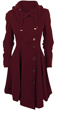 BGKKTLW Women's Fashion Trench Coat Goth Wool Pea Coats Blend Victorian Long Fitted Trenchcoat Winter Steam Punk Outwear