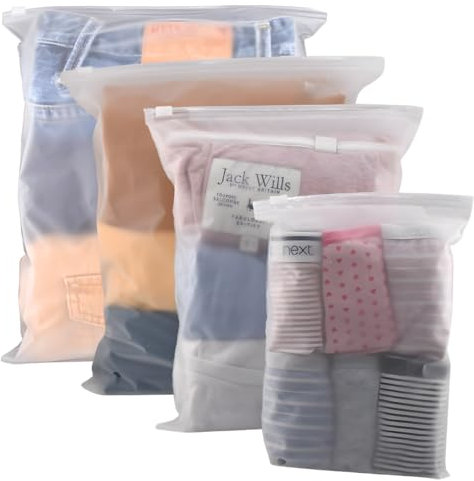 Frosted Small Zip Lock Bags (14x20) 20 Pack - One Size - Zip Lock Travel Storage Bags - Hospital Bag Organiser Pouches - Travel Bags Organiser for Clothes and Packing - Space Saver Bags