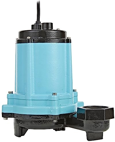 Little Giant 12E-CIM 115 Volt, 1/2 HP, 3000 GPH Cast Iron Manual Submersible Effluent Pump with 20-Ft. Cord, Blue, 512001