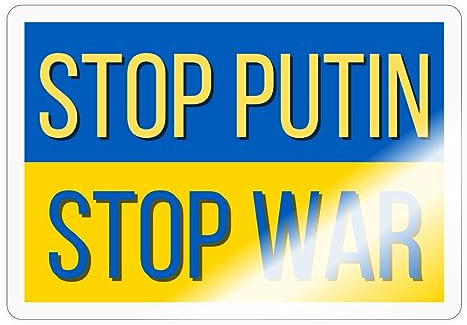 Spreadshirt Stand With Ukraine Peace Frieden Stop War Sticker Aufkleber, 10 x 10 cm, Transparent glänzend