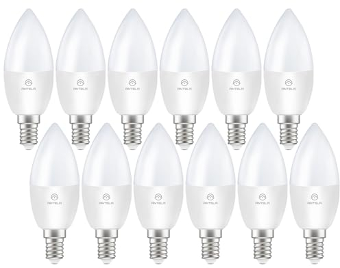 ANTELA E14 LED Lampe Glühbirne 5W 470LM 4000K Neutralweiß Licht Birne ersetzt 50W, C37 Kerzenform Energiesparlampe, nicht Dimmbar, ErP, 12er-Pack