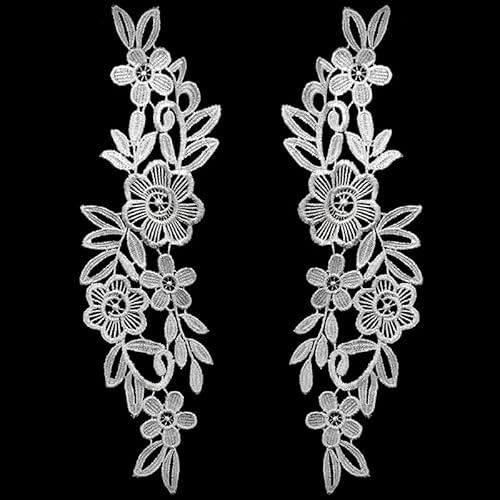 Spitzenstickerei, Blumen Rose Applikationen Patch zum Nähen Oder Aufbügeln Aushöhlen DIY Spitze Kleidung Applique Für Hochzeitskleider Dekoration Reparatur Kleidung Rucksäcke Jeans Mützen-Weiße