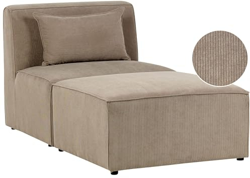 Moderne Chaiselounge Stoffbezug Cord beige Taupe 1-Sitzer für Modulsofa Lemvig