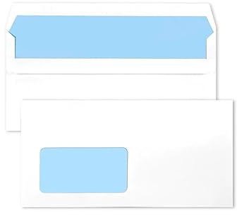 Netuno 50 Umschläge Weiß DIN lang mit Fenster links selbstklebend 90g | 11 x 22 cm · weiße Büroumschläge · für Rechnungen, Briefe, Korrespondenz, Dokumente, Büro & Geschäftspost