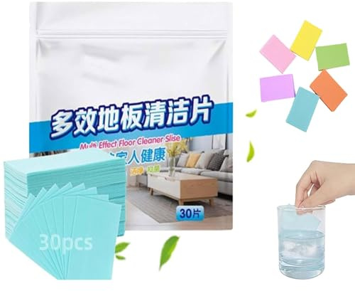 Multi-Effect Floor Cleaning Slice, Lilyideals Floor Polish, Decontamination and Fragrance Floor Cleaning Tablets, Mopping Floor Cleaning Sheets for Tiles, Wood, Glass-Random Color Sent (2boxes)