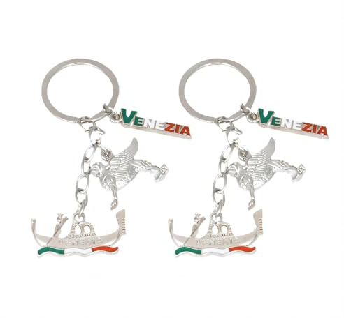 ZENRUIMING 2 Stück Italien Venedig Schlüsselanhänger Venedig Reise Souvenir Schlüsselanhänger Tasche Auto Schlüsselanhänger Anhänger