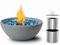Onlyfire Camino a Bioetanolo da Tavolo, Caminetto Bioetanolo Rotonda da 25 cm in Cemento con Cuscinetto Antiscivolo, Fuocherello Portatile Senza Fumo per Esterni e Interni, Giardino, Grigio