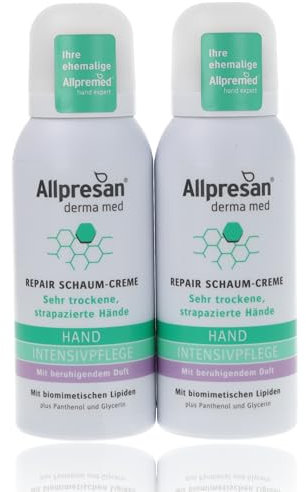 Allpresan Derma med Repair Schaum-Creme HAND INTENSIVPFLEGE mit beruhigendem Duft - Zur Pflege sehr trockener und strapazierter Hände - 100 ml (2er Pack)
